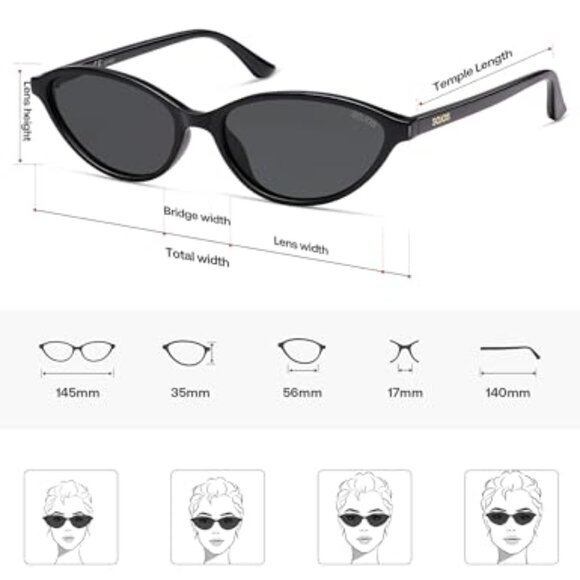 Polarized Oval Sunglasses Lightweight Retro 90s Chic Sunnies